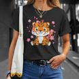 Tigre Animaux Mignons Pour Enfants Kawaii Fleurs De Cerisier T-Shirt Cadeaux pour elle