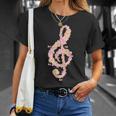 ト音記号 ト音記号 花 ミュージシャンギフト Tシャツ 彼女への贈り物