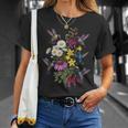 詳細なハチドリと野花ボタニカル。 Tシャツ 彼女への贈り物