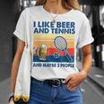 I Like Beer And Tennis Maybe 3 People ビンテージ Tシャツ 彼女への贈り物