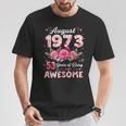 53歳 1973年8月 花柄 53歳 誕生日 男性 女性 Tシャツ 面白い贈り物