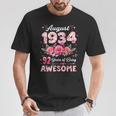 92歳 1934年8月 花柄 92歳 誕生日 男性 女性 Tシャツ 面白い贈り物