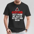 Lustig Glatze Glatzkopfprüche Frisur Achtungexy Mann T-Shirt Lustige Geschenke