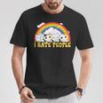 Niedliche Katze Regenbogen – I Hate People T-Shirt Lustige Geschenke