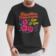 República Dominicana Qué Lo Que ドミニカ共和国 花 Tシャツ 面白い贈り物