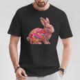 夏に可愛い花うさぎ 花柄 うさぎ Tシャツ 面白い贈り物