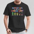 学校給食のおばあちゃんの電池寿命面白いカフェテリアワーカー Tシャツ 面白い贈り物