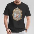 聖母マリア カトリック 祈り 花柄 神聖なアイコン 肖像画 Tシャツ 面白い贈り物