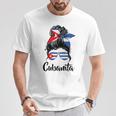 Cubanita Moño Desordenado Cubanita Cubanita Bandera Cubana Cabello Desordenado Moño In Mangas Camiseta unisex Regalos divertidos