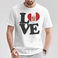 I Love Peru Bandera Corazón Patrióticoiaje Camiseta unisex Regalos divertidos