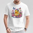 黄色いアヒルのイースター蝶の花のシー Tシャツ 面白い贈り物