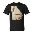 Atlanta Georgia Béisbol Estado Mapaoftbol EeUu Balonista Camiseta unisex