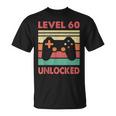 Hombre Nivel 60 Desbloqueado –Intage 60 Cumpleaños Gaming Gamer Retro Camiseta unisex