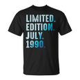 Julio 1990 Año 1990 Retro 1990Intage Edición Limitada Camiseta unisex