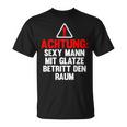 Lustig Glatze Glatzkopfprüche Frisur Achtungexy Mann T-Shirt