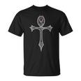 Símbolo Egipcio Y Gótico Ankh Con Cruz Araña Gótica Camiseta unisex