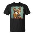 Yorkshire Terrier Cerveza Divertido Perro Bebiendo Meme Mamá Papá Camiseta unisex