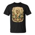 聖母マリアの祈り 花 カトリック 祈り 神聖な芸術 Tシャツ