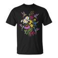 詳細なハチドリと野花ボタニカル。 Tシャツ