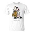 Señorasintage Y Urraca Arte Antiguo Bosquejo Camiseta unisex