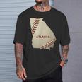 Atlanta Georgia Béisbol Estado Mapaoftbol EeUu Balonista Camiseta unisex Regalos para él