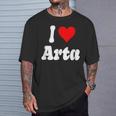 Diseño De Corazón I Love Arta Camiseta unisex Regalos para él