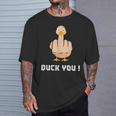 Duck You Duck Lover ひっくり返す鳥 クワック ダッキー 皮肉 Tシャツ 彼への贈り物