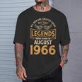 Les Légendes D'anniversaireont Nées En Août 1966 T-Shirt Cadeaux pour lui