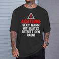 Lustig Glatze Glatzkopfprüche Frisur Achtungexy Mann T-Shirt Geschenke für Ihn