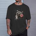 Raton Laveur Drôle Gourmand Avec Donut Rose Humour Animal 3D T-Shirt Cadeaux pour lui