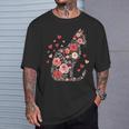 Süße Blumen Katze Für Katzen Besitzer Rosen Und Herzen T-Shirt Geschenke für Ihn