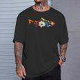 トラウト 魚 シルエット 花 ボタニカル フローラル Tシャツ 彼への贈り物