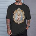 聖母マリア カトリック 祈り 花柄 神聖なアイコン 肖像画 Tシャツ 彼への贈り物
