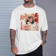 江戸 吉原 遊郭 花魁 太夫 花の井 瀬川 浮世絵 バックプリント Tシャツ 彼への贈り物