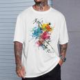 花 カラフル アート 描画 抽象 グラフィック 花 Tシャツ 彼への贈り物