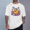 黄色いアヒルのイースター蝶の花のシー Tシャツ 彼への贈り物