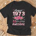 53歳 1973年8月 花柄 53歳 誕生日 男性 女性 Tシャツ 高齢者への贈り物