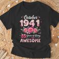 85歳 1941年10月 花柄 85歳 誕生日 男性 女性 Tシャツ 高齢者への贈り物