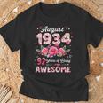 92歳 1934年8月 花柄 92歳 誕生日 男性 女性 Tシャツ 高齢者への贈り物