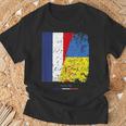 Drapeau De L'ukraine Et France Amitié Franco Ukrainien T-Shirt Cadeaux pour les vieillards