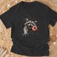 Raton Laveur Drôle Gourmand Avec Donut Rose Humour Animal 3D T-Shirt Cadeaux pour les vieillards