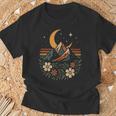 Retro Montaña Y Paisaje Floral Con Luna Camiseta unisex Regalos para ancianos