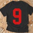 Uniforme De Jugador Número 9 Rojo Brillante Número 9 Camiseta unisex Regalos para ancianos