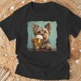 Yorkshire Terrier Cerveza Divertido Perro Bebiendo Meme Mamá Papá Camiseta unisex Regalos para ancianos