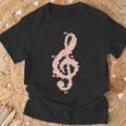 ト音記号 ト音記号 花 ミュージシャンギフト Tシャツ 高齢者への贈り物
