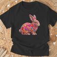 夏に可愛い花うさぎ 花柄 うさぎ Tシャツ 高齢者への贈り物