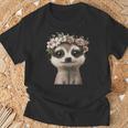 花柄クラウン付きのかわいいミーアキャット Tシャツ 高齢者への贈り物