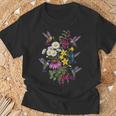 詳細なハチドリと野花ボタニカル。 Tシャツ 高齢者への贈り物