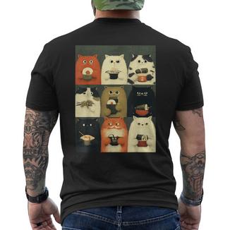 Grafica Con Gatti Giapponesi Che Mangianonack Gatto Papà T-shirt da uomo con stampa posteriore - Novitaregali