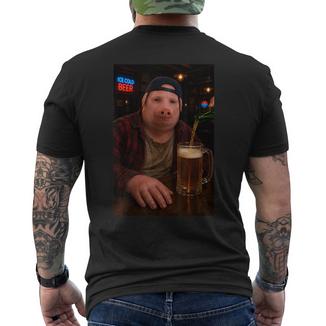 John Pork Bere Birra Pub Divertente Brainrot Meme Papà T-shirt da uomo con stampa posteriore - Novitaregali